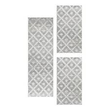 Set tappeto pelo corto camera da letto passatoia tappeto 3D design rombi 3 pezzi