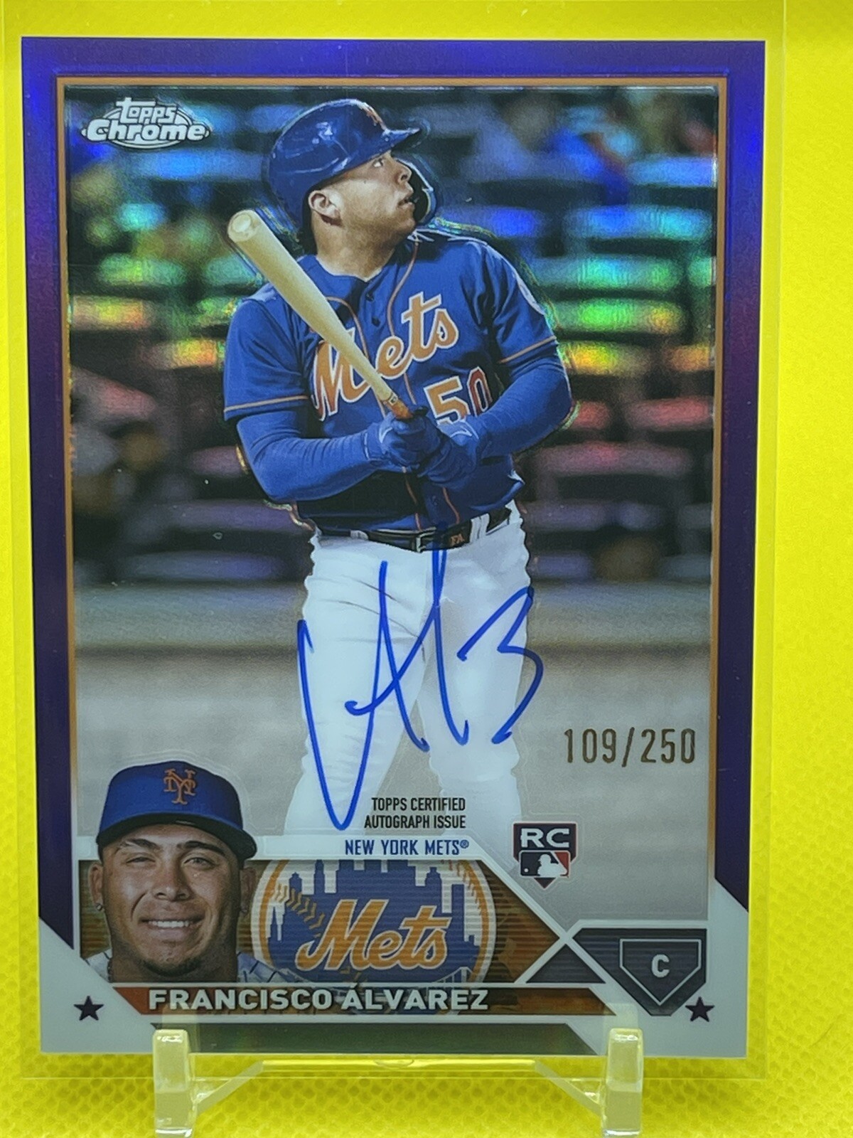 2023 Topps Chrome - Francisco Alvarez - Purple Auto /250 Mets RC Rookie Card