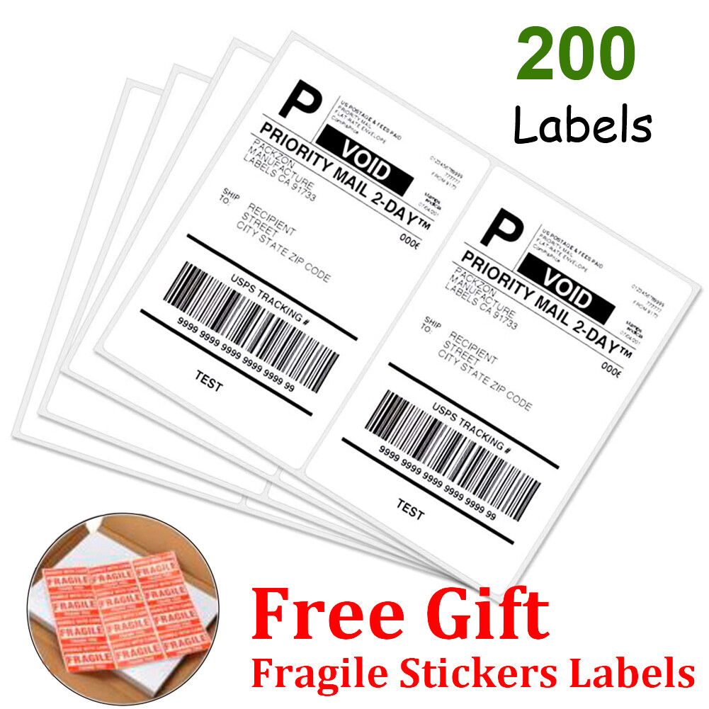 200 Premium 8.5x5.5 Half Sheet Shipping Label Rounded Self Adhesive 2 Per Sheet