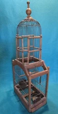 Homemade Folkart Americana  Wire Bird Cage Large Antique