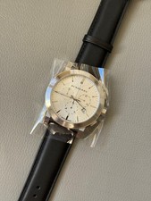 Brand New Burberry BU9355 Chronograph Dial Steel Black Leather Men's Watch