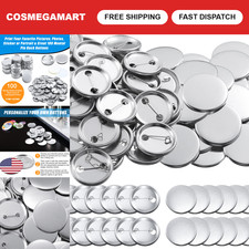 300 Pcs Blank Badge Button Making Kit, 1.46 Inch DIY Supplies, Silver Buttons