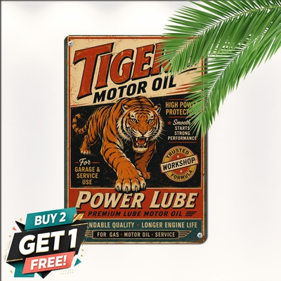 #ad Power Lube Motor Oil Gas Station Mechanic Shop Garage Metal Tin Sign 8x12 $11.99