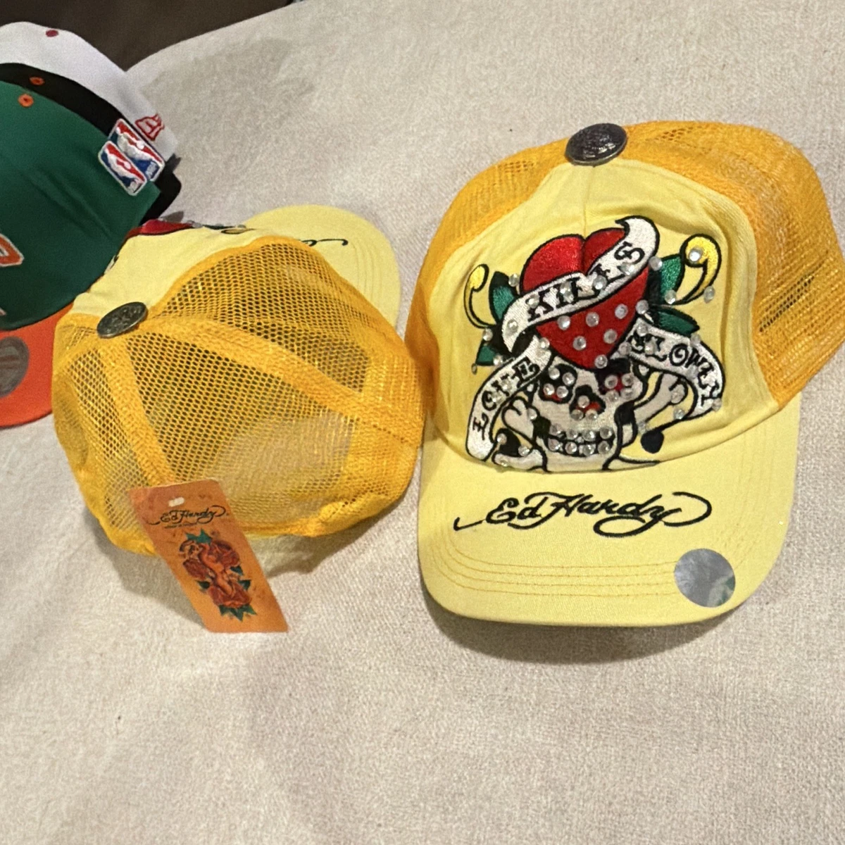 00's Christian Audigier キャップ Ed Hardy 黄色 Ed Hardy Yellow Hats for Men for sale | eBay