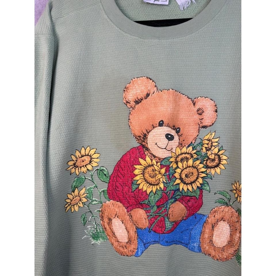 Basic Editions Plus Womens Light Green Teddy Bear… - image 3