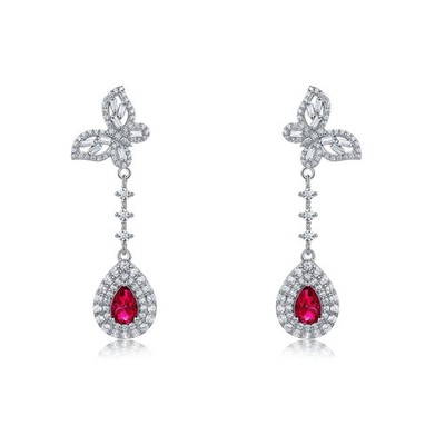 Luxury Lab-grown Gemstone Pear 925 Sterling Silver Earring for Anniversary Gift
