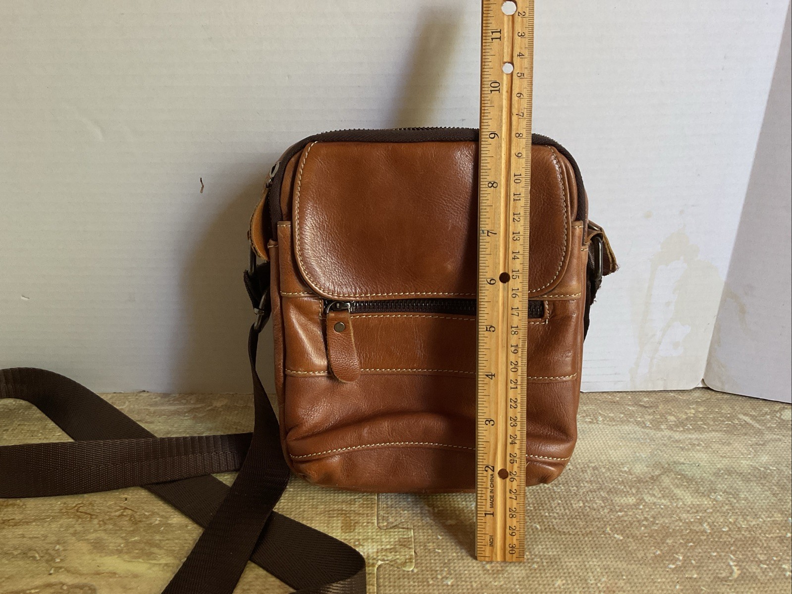 Ameri Leather Cross Body satchel Bag Brown Leathe… - image 9