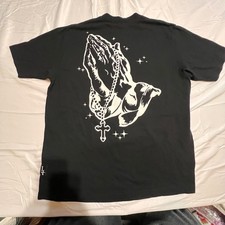 La Familia Large T-Shirt Mens Black NEW Praying Hands Rosary Graphic Tee