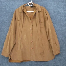 Boutique Europa Newport News Shirt Womens Large Brown Suede Button Blouse West