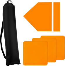 5 Piece Baseball Base Set with Carry Bag Throw Down Bases PVC Orange Kickball