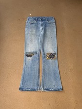 Vintage 70  s Levi  s 646 Orange Tab Bellbottom Flare Faded Denim Jeans Size 32x30