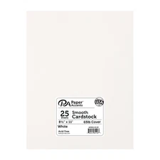 PA Paper Accents Smooth Cardstock 8.5" x 11" White, 65lb colored cardstock