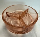 Vintage Pink Depression Glass Candy Nut Relish Divided Starburst Dish 5 1/4"