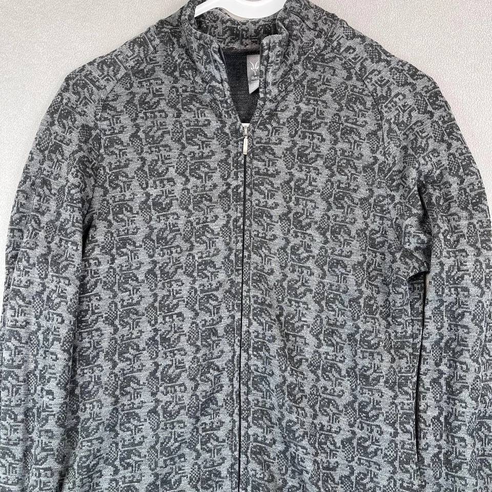 Ibex Jacket Womens Small Gray Full Zip 100% Merino Wool Patterned USA Made - Image 2 of 4