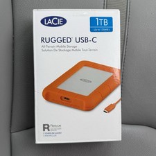 LaCie Rugged Mini 1TB Rugged USB-C External HDD Drive Orange/Silver