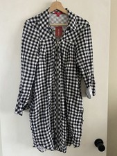 Guess Long Sleeve Dress Large Black White Gingham NWT Cottagecore Picnic Boho
