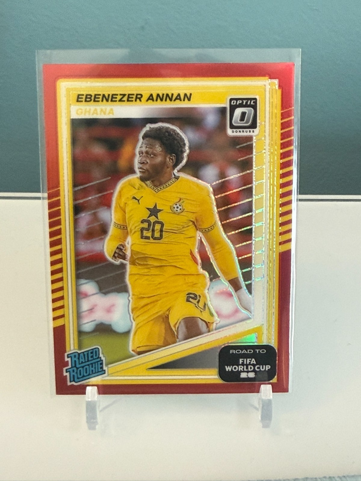 2025/26 Donruss Road to FIFA World Cup Ebenezer Annan RC Optic Red Prizm #d/199