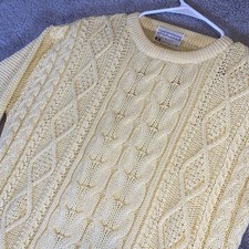 Vintage Lord Jeff Fine Cotton Cable Knit Sweater Women  s Size Large USA Made