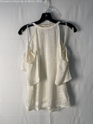 Gently Loved Michael Kors Women's Cream Animal Print Cold Shoulder Top, Sz. S