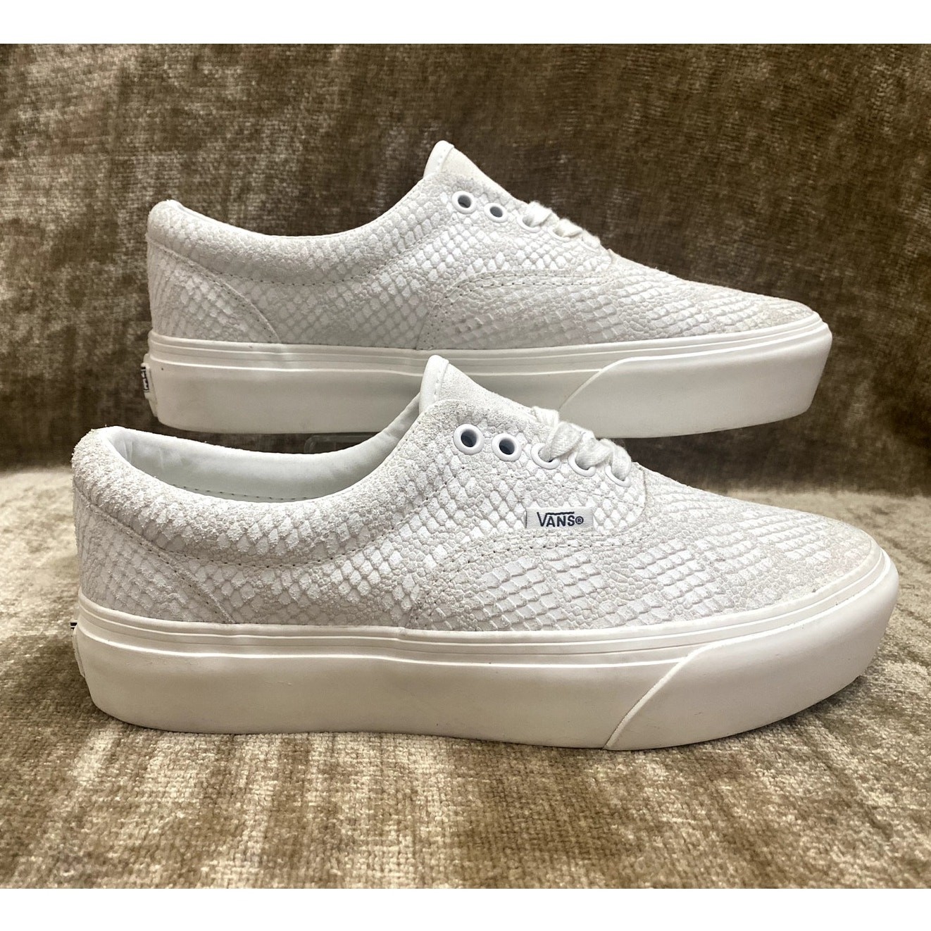 Vans Era Platform White Leather Python Print Snea… - image 1