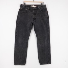 Levis 505 Jeans Mens 36x32 Black Regular Fit Straight Leg Denim Zip Fly
