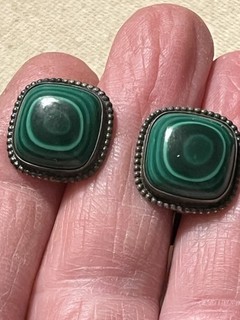 Malachite and 935 Silver Cufflinks