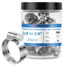 PEROMI 12PCS Heavy Duty Hose Clamps Stainless Steel 304 3/8" Hose Clamp to 5/...