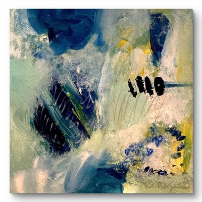 Mary Myers Original Abstract Expressionism 8x8 Dark Blue Abstract Signed Fine
