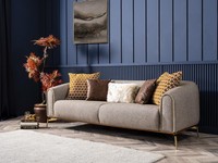 Dreisitzer Sofa 3 Sitzer Sofas Design Modern Stoff Grau Wohnzimmer
