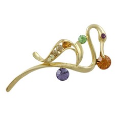 Abstract Crystal Swan Brooch Pin - PRS715
