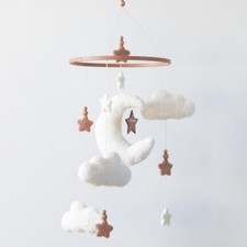 Cloud Crib Mobile for Girls  Boys, Boucle Cloud Baby Mobile for Crib Neutral...