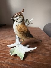 MESANGE HUPPEE  EN PORCELAINE DE SAXE KARL ENS 14 cm