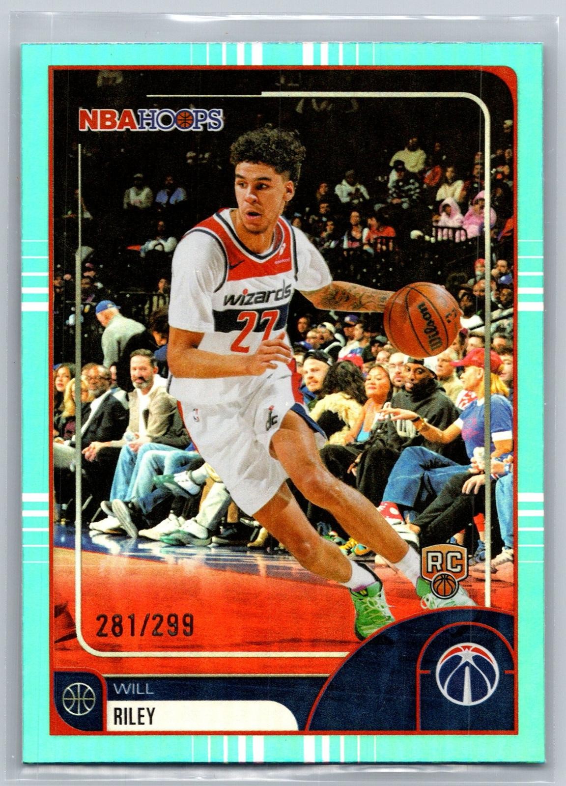 2025-26 Hoops #74 Will Riley Rainbow Teal #/299