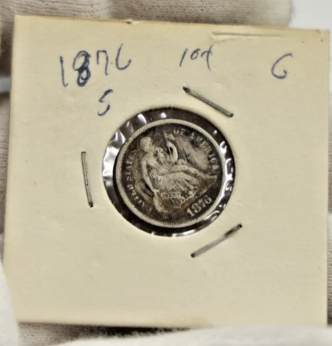 1876 SUS Seated Liberty Dime Fine (Cleaned, Dark)