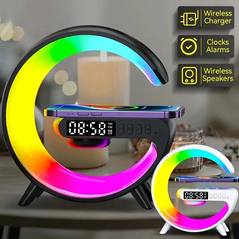 Smart Wireless Fast Charger, Speaker & Night Light – 3-in-1 Alarm Clock RGB - Image 3 of 4