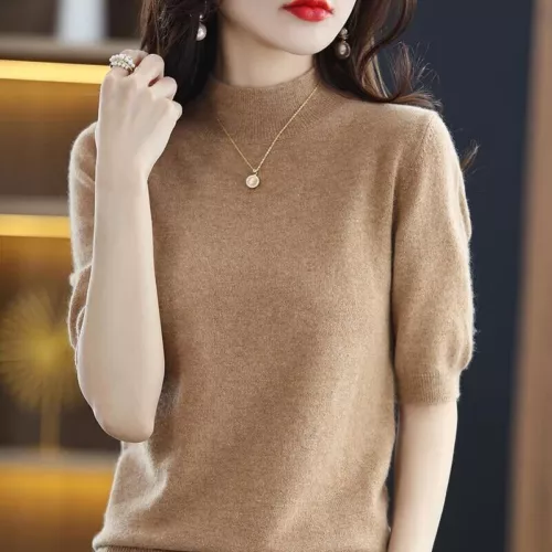 Damen-Strickpullover Kunstkaschmir kurzärmeliges Oberteil Mock Neck Overall Strickwaren - Bild 14 von 31