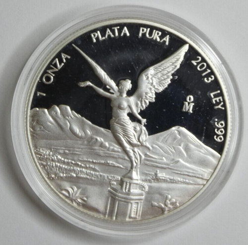 2013 Mo Mexico Libertad 1 Ounce .999 Fine Silver Proof in Capsule