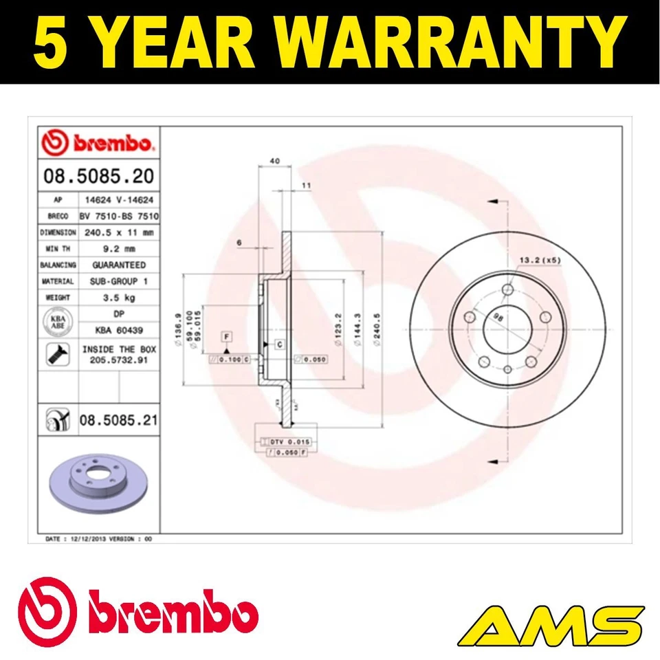 Se adapta a discos de freno traseros Brembo para Alfa Romeo Spider GTV 1.8 2.0 3.2 Foto 2 de 4