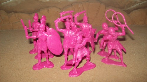 Huge Toy Soldier find ! Nine 60mm reissue Marx Warriors of the World Romans, red