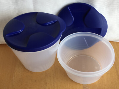 Tupperware Classic 2er-Set, Behälter 500 + 800 ml, transparent, blaue Deckel NEU