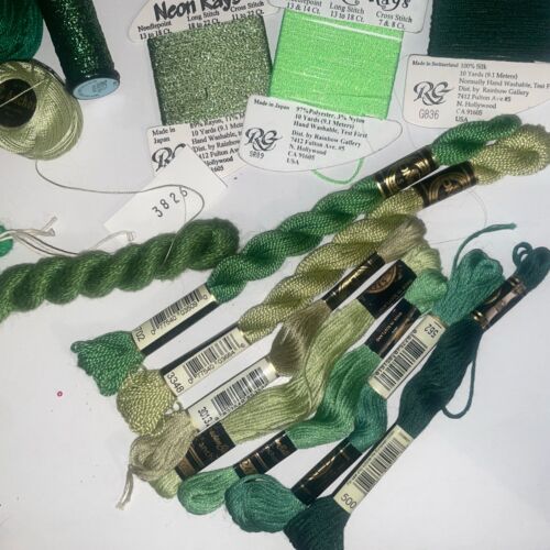 16 X Needlepoint/Embroidery THREAD DMC SILK COTTON Bundle Sampler Of Green - Picture 2 of 3