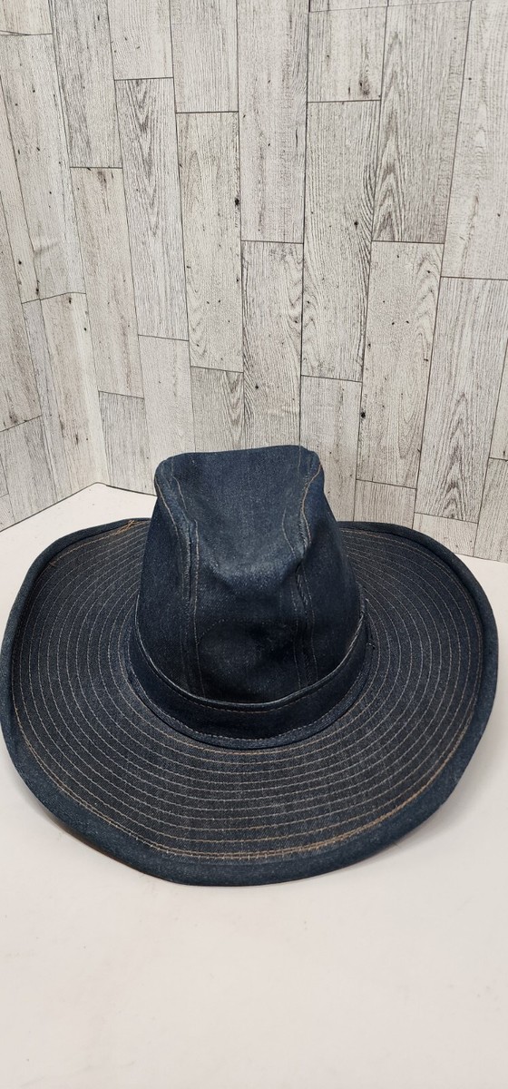 Vintage Levi's Strauss?? Denim Cowboy Western Hat, Made in USA Medium
