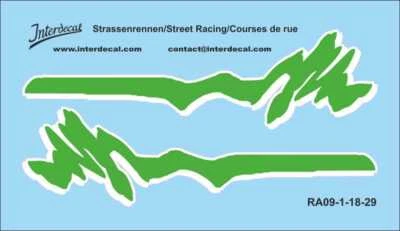 Courses de Rue 09-1 1/18 Décalcomanies vert fluo 70x40mm INTERDECAL - Photo 1/3
