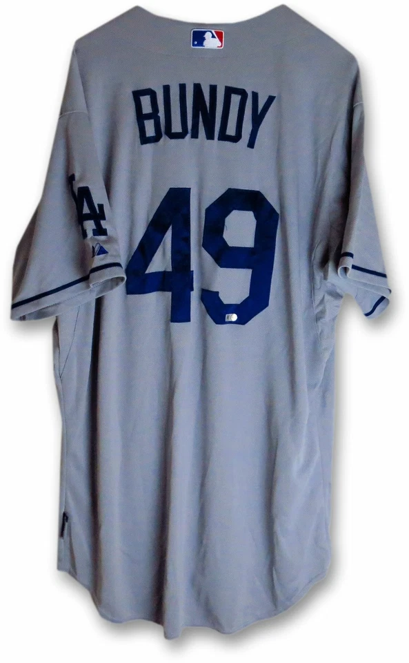 Camiseta Lorenzo Bundy Team Issue Los Angeles Dodgers Road Gray 2015 #49 MLB Holo