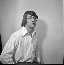 Vintage Negative B&W Med Format 1970's Yearbook Photo Boy Glasses Student #481