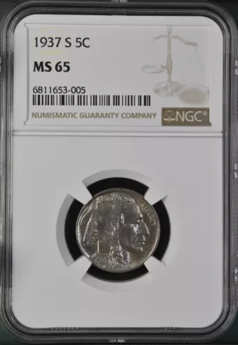 1937-S  5C Buffalo Nickel NGC MS65    6811653-005