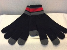 KNIT TOUCH SCREEN GLOVES New-BLACK-RED-GRAY ONE SIZE FITS ALL