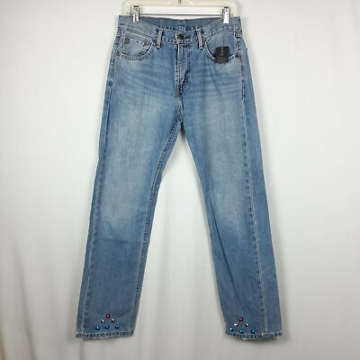 UO Urban Renewal Womens Levis Denim Jeans Straight 30x32 Bling Distressed