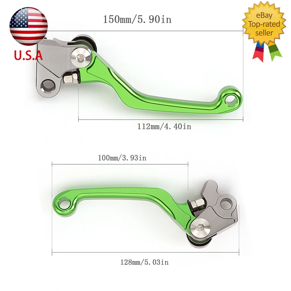 Palancas de embrague de freno CNC plegables verdes para Kawasaki KX65 2000-2023 KX85 2001-2023 Foto 2 de 4