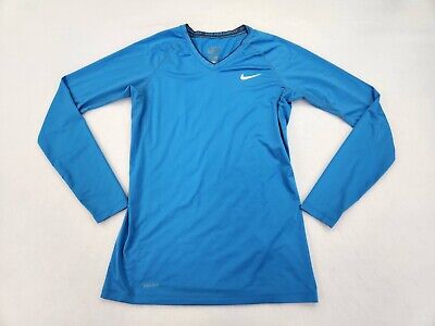 Nike Pro Combat Long Sleeve Fitted Neck Compression Shirt Blue Medium eBay